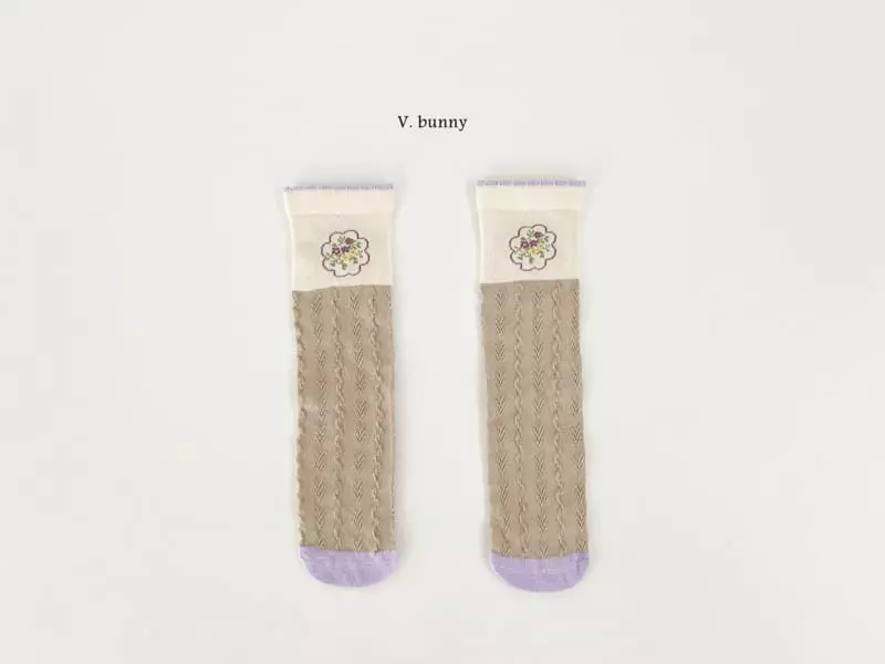 V Bunny - Korean Children Fashion - #minifashionista - Purple Socks Set - 3