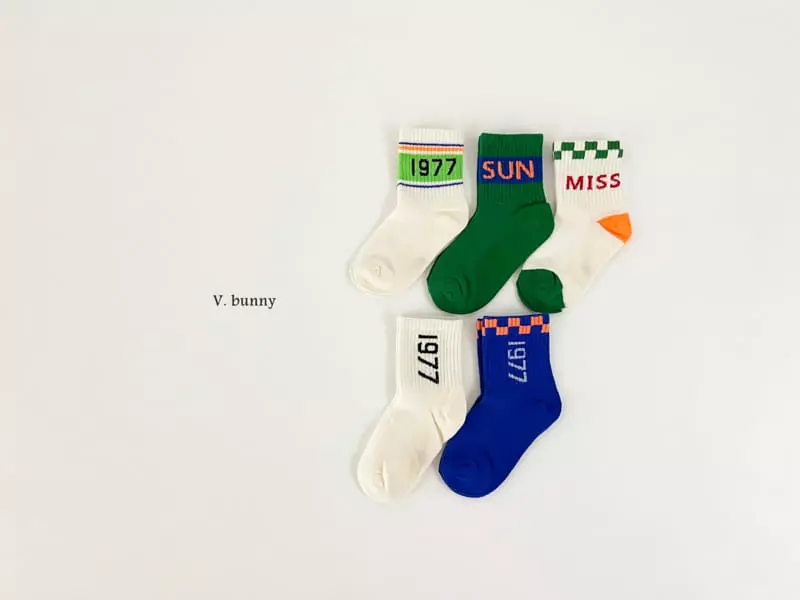V Bunny - Korean Children Fashion - #minifashionista - Sheel Tic Socks Set - 10