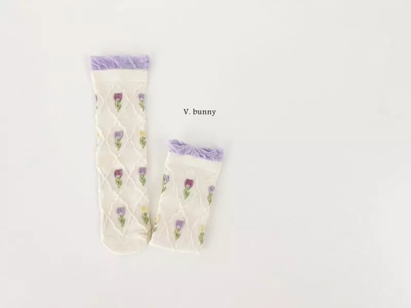 V Bunny - Korean Children Fashion - #todddlerfashion - Purple Socks Set - 5