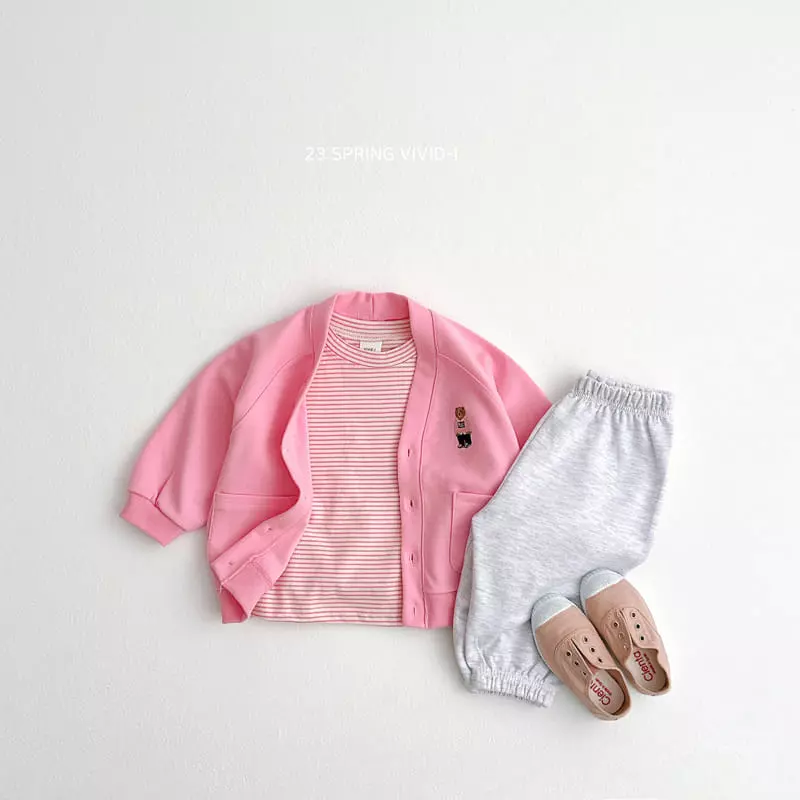 Vivid I - Korean Children Fashion - #Kfashion4kids - Mini Bear Embroidery Cardigan - 5