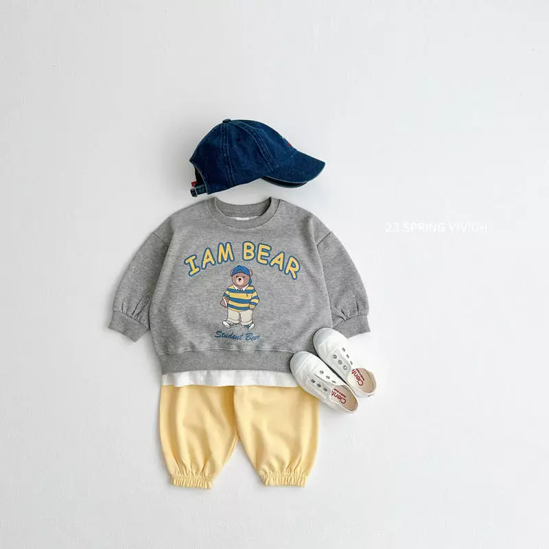 Vivid I - Korean Children Fashion - #Kfashion4kids - I Am  Bear Top Bottom Set - 7