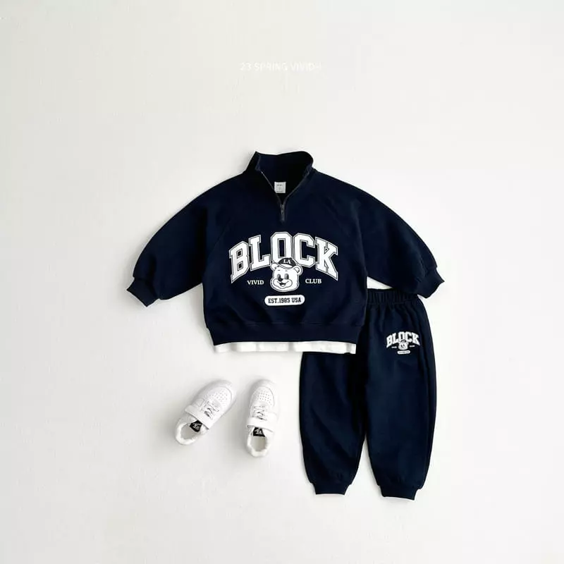 Vivid I - Korean Children Fashion - #Kfashion4kids - Block Anorak Top Bottom Set - 2
