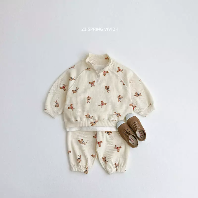 Vivid I - Korean Children Fashion - #Kfashion4kids - Spring Waffle Top Bottom Set