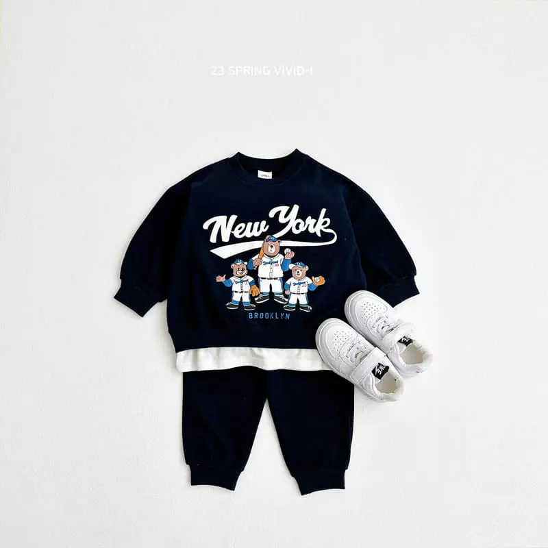 Vivid I - Korean Children Fashion - #Kfashion4kids - Baseball Top Bottom Set - 3