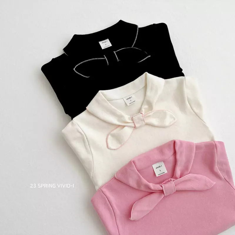 Vivid I - Korean Children Fashion - #childofig - Point Ribbon Tee - 2