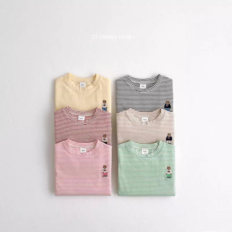 Vivid I - Korean Children Fashion - #childofig - Bear Embrodiery Tee - 2