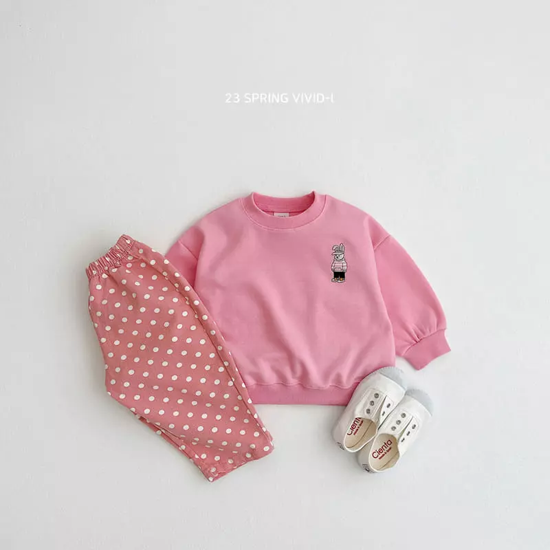 Vivid I - Korean Children Fashion - #childofig - Rabbit Embroidery Top Bottom Set - 12