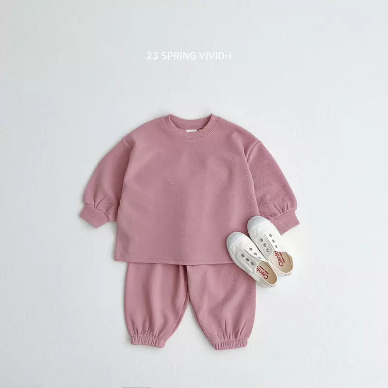 Vivid I - Korean Children Fashion - #prettylittlegirls - Soft Embo Top Bottom Set - 4