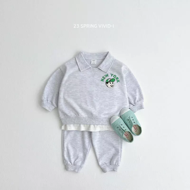 Vivid I - Korean Children Fashion - #childofig - Newyork Top Bottom Set - 3