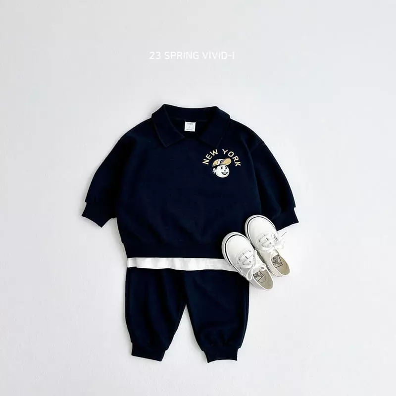 Vivid I - Korean Children Fashion - #childofig - Newyork Top Bottom Set - 4