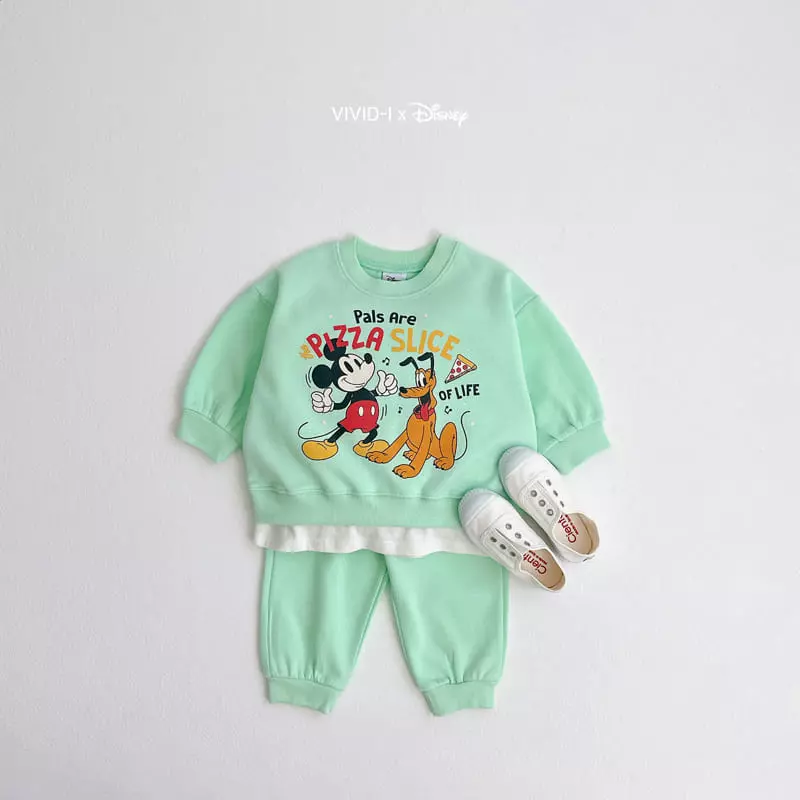 Vivid I - Korean Children Fashion - #childofig - D Pizza Top Bottom Set - 2