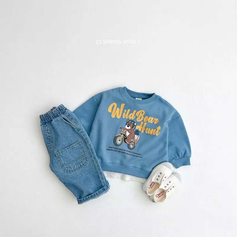 Vivid I - Korean Children Fashion - #childofig - Bike Bear Top Bottom Set - 8