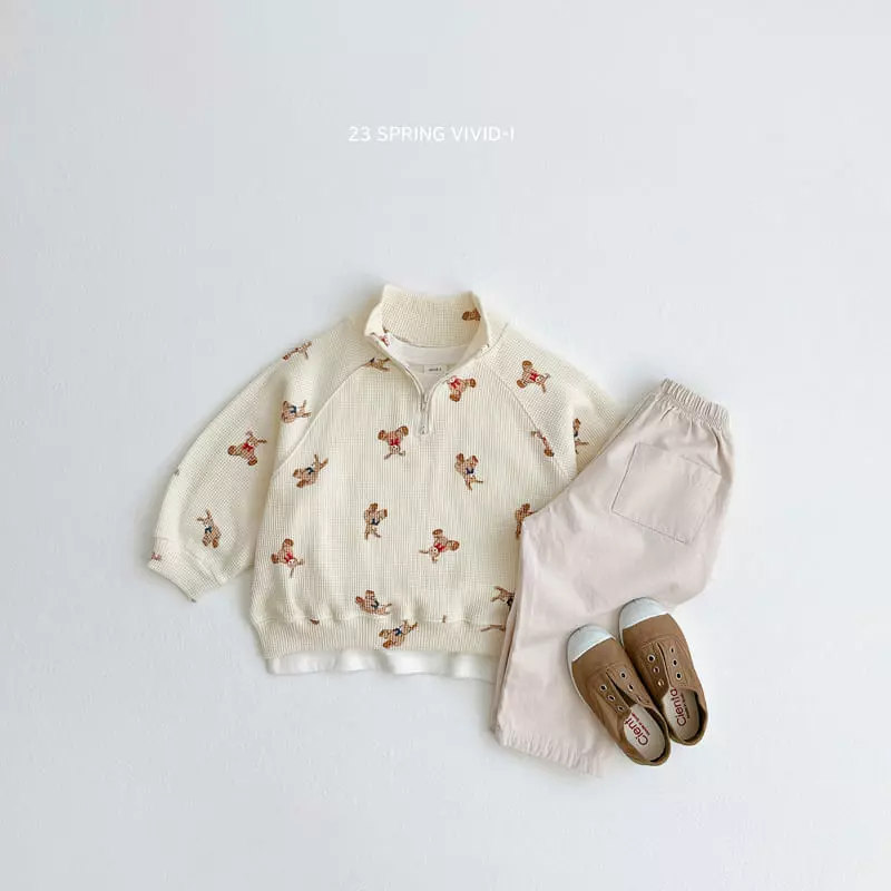 Vivid I - Korean Children Fashion - #childrensboutique - Spring Waffle Top Bottom Set - 8