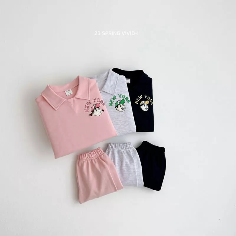 Vivid I - Korean Children Fashion - #childrensboutique - Newyork Top Bottom Set - 5