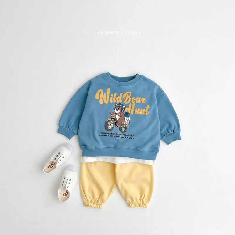 Vivid I - Korean Children Fashion - #childrensboutique - Bike Bear Top Bottom Set - 9