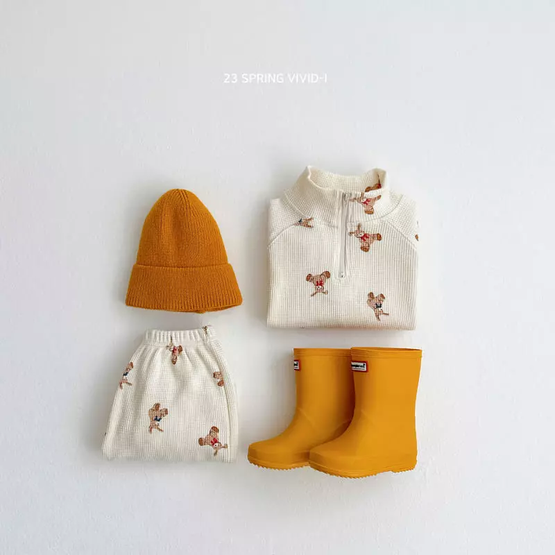 Vivid I - Korean Children Fashion - #designkidswear - Spring Waffle Top Bottom Set - 9