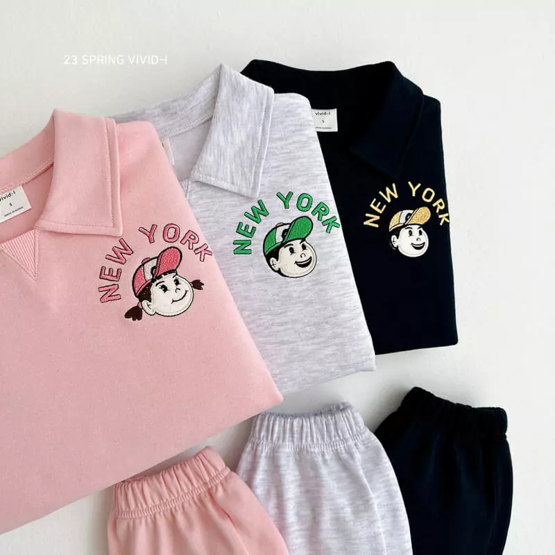 Vivid I - Korean Children Fashion - #designkidswear - Newyork Top Bottom Set - 6