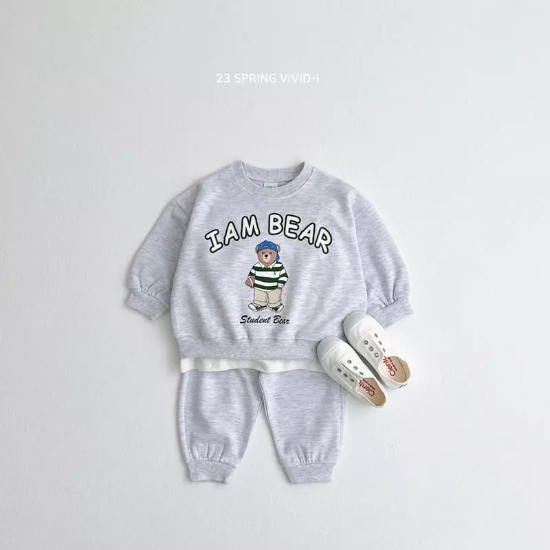 Vivid I - Korean Children Fashion - #fashionkids - I Am  Bear Top Bottom Set - 3