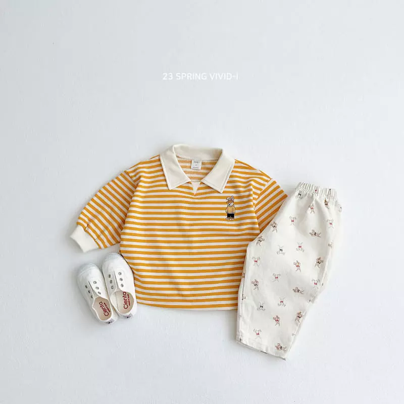 Vivid I - Korean Children Fashion - #kidsshorts - Rabbir Embrodiery Tee - 8
