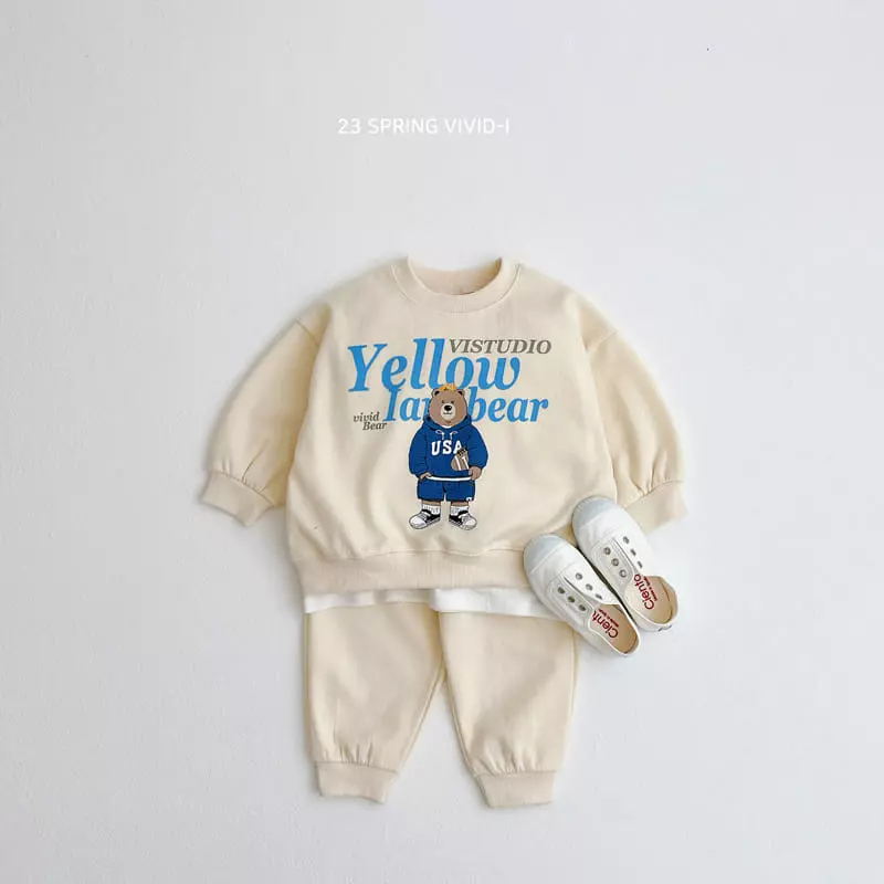 Vivid I - Korean Children Fashion - #kidsshorts - USA Bear Top Bottom Set