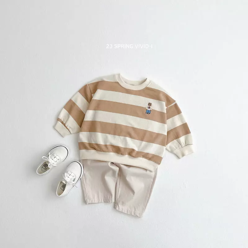 Vivid I - Korean Children Fashion - #kidsstore - Big Stripes Bear Sweatshirt - 3
