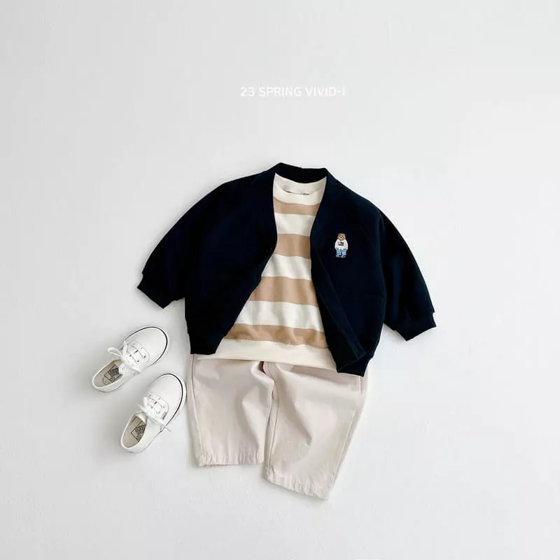 Vivid I - Korean Children Fashion - #kidsstore - Big Stripes Bear Sweatshirt - 4