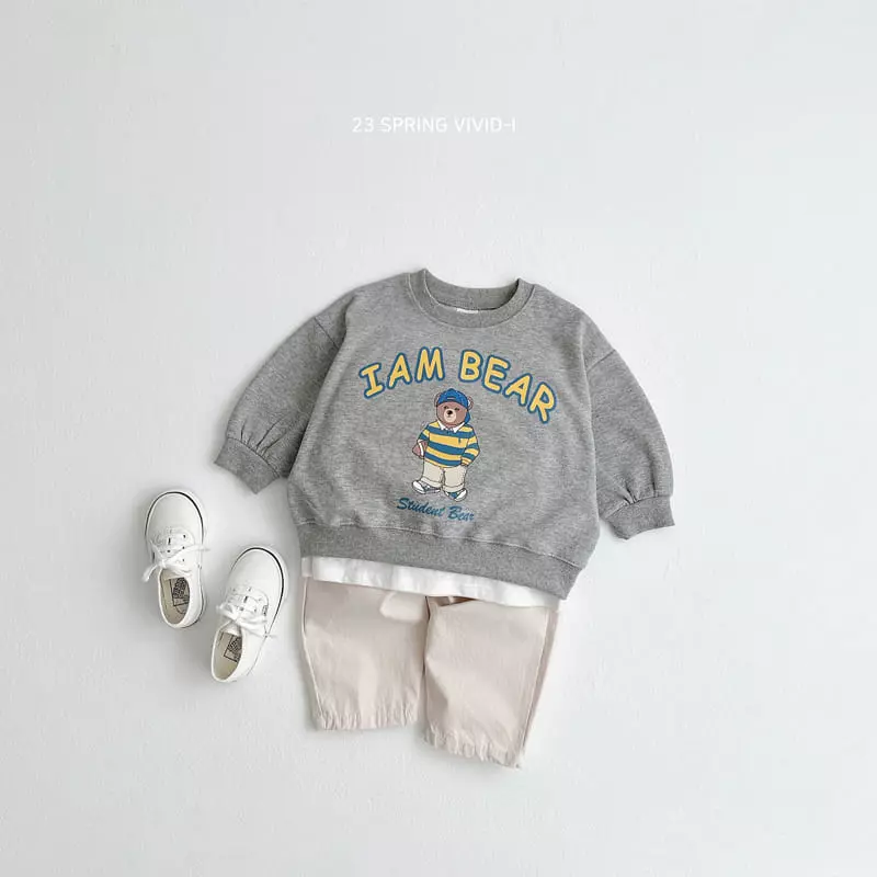 Vivid I - Korean Children Fashion - #kidzfashiontrend - I Am  Bear Top Bottom Set - 6