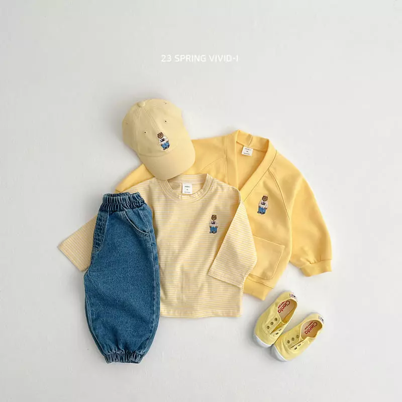 Vivid I - Korean Children Fashion - #littlefashionista - Bear Embrodiery Tee - 11