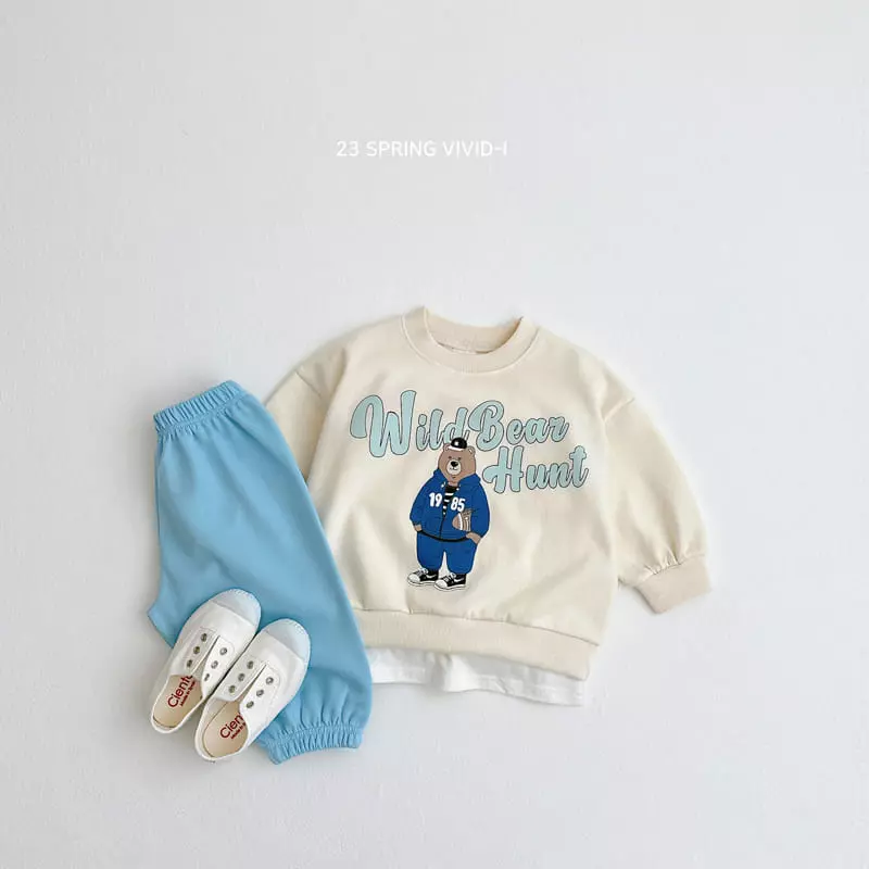 Vivid I - Korean Children Fashion - #littlefashionista - Training Bear Top Bottom Set - 5