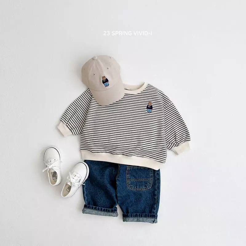 Vivid I - Korean Children Fashion - #Kfashion4kids - Spring Bear Stripes Top Bottom Set - 4