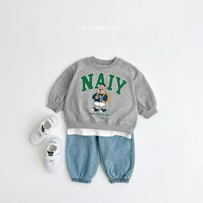 Vivid I - Korean Children Fashion - #littlefashionista - Bear Top Bottom Set - 7