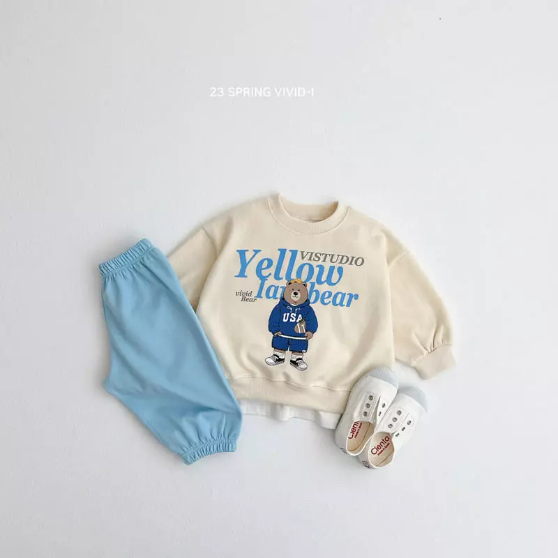 Vivid I - Korean Children Fashion - #littlefashionista - USA Bear Top Bottom Set - 5