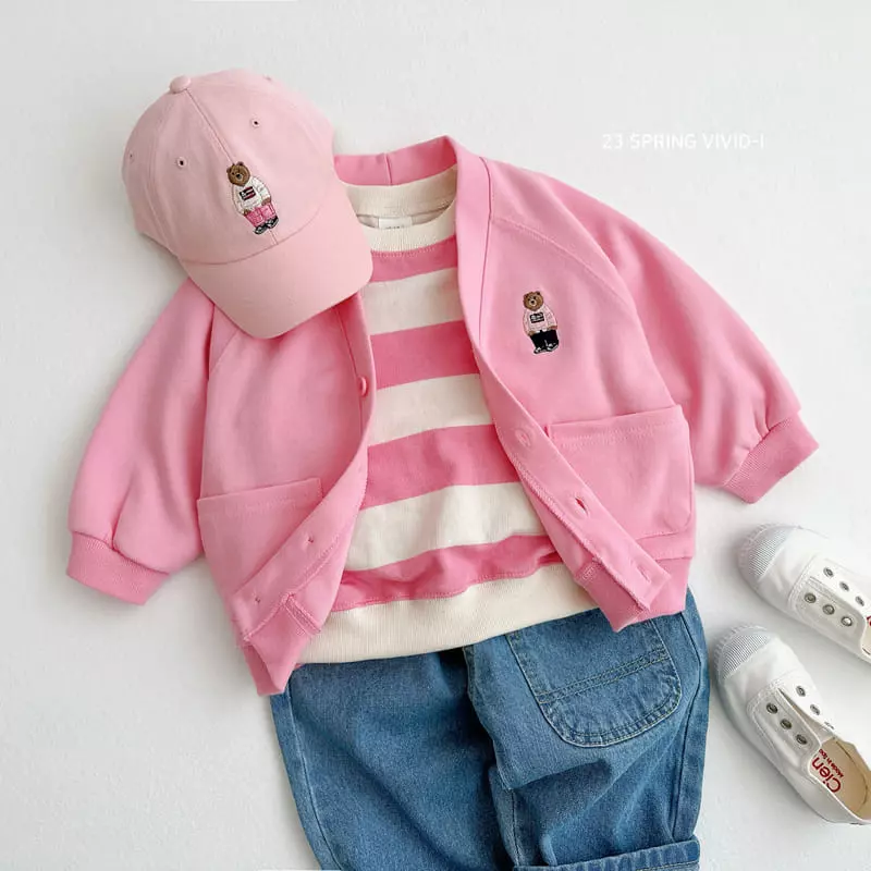 Vivid I - Korean Children Fashion - #magicofchildhood - Mini Bear Embroidery Cardigan - 7