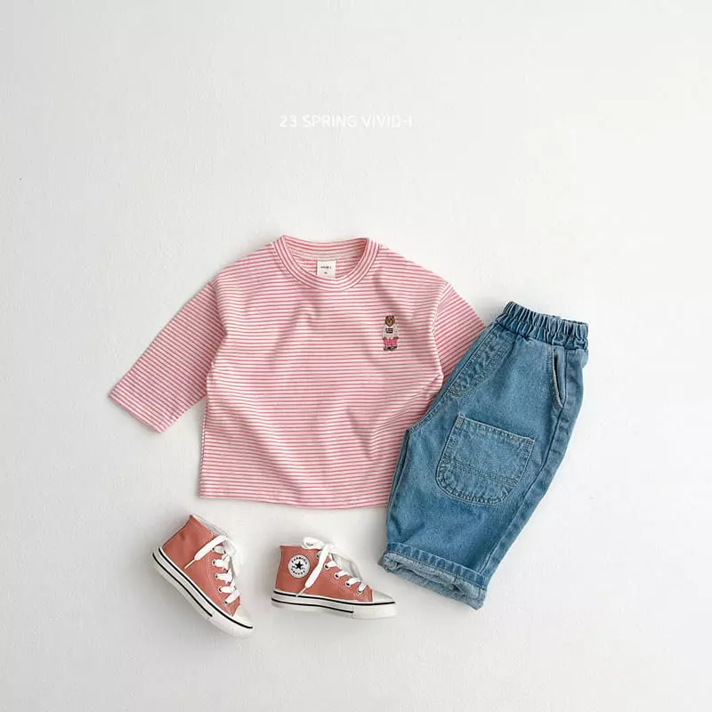 Vivid I - Korean Children Fashion - #magicofchildhood - Bear Embrodiery Tee - 12
