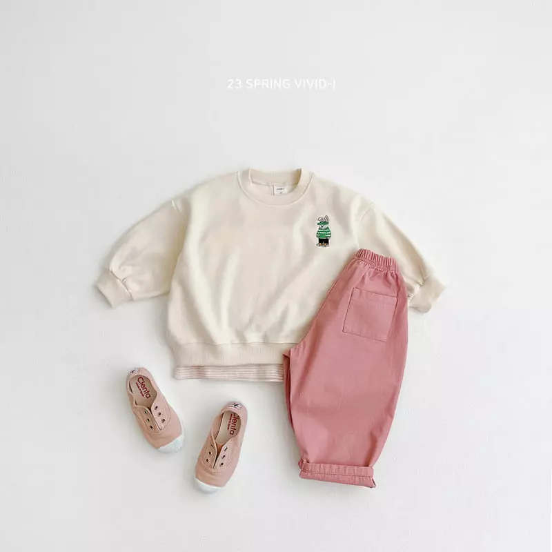 Vivid I - Korean Children Fashion - #magicofchildhood - Rabbit Embroidery Top Bottom Set - 8