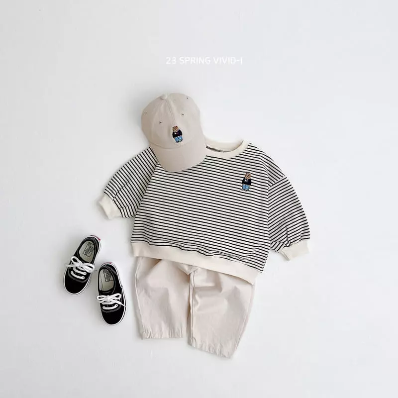 Vivid I - Korean Children Fashion - #magicofchildhood - Spring Bear Stripes Top Bottom Set - 5