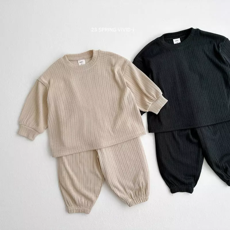 Vivid I - Korean Children Fashion - #magicofchildhood - Sping Pleats Top Bottom Set - 2