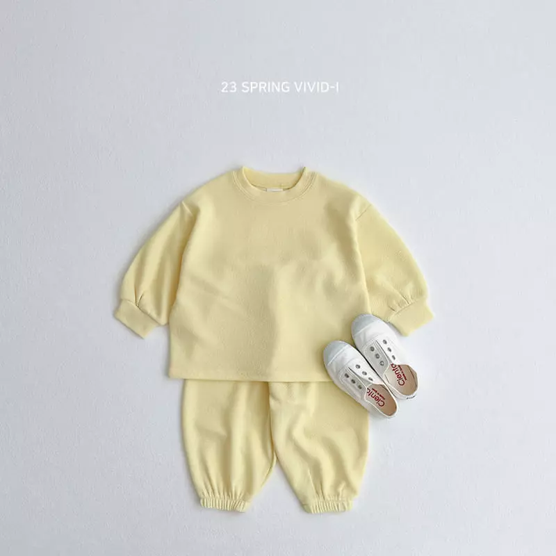 Vivid I - Korean Children Fashion - #magicofchildhood - Soft Embo Top Bottom Set