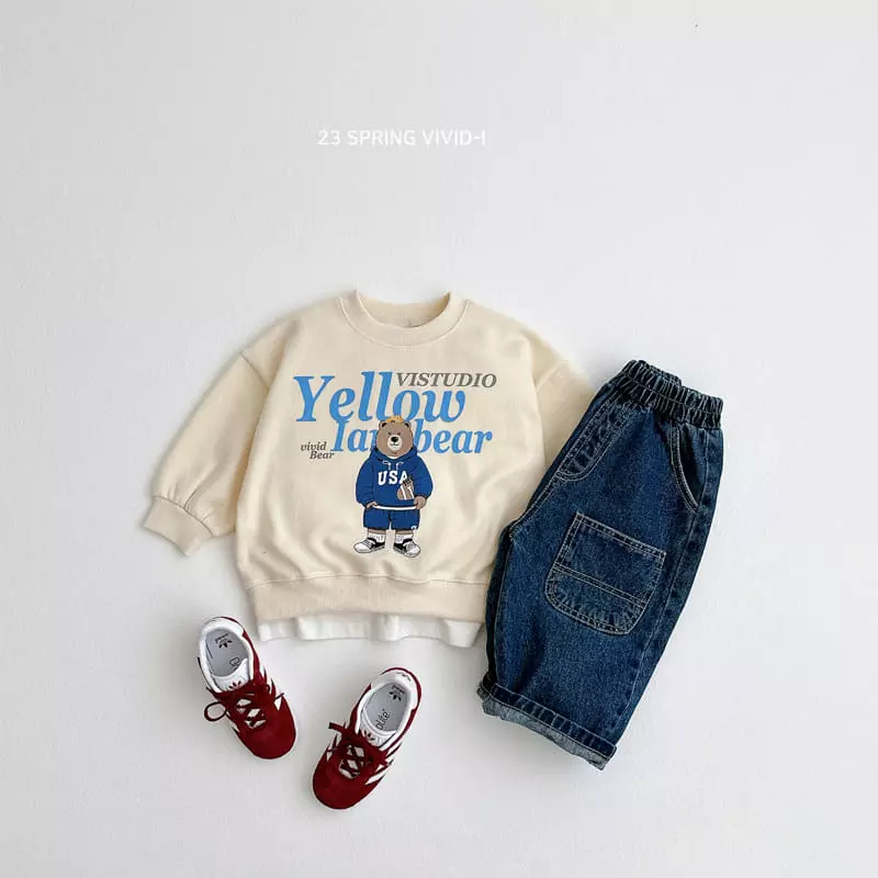 Vivid I - Korean Children Fashion - #magicofchildhood - USA Bear Top Bottom Set - 6