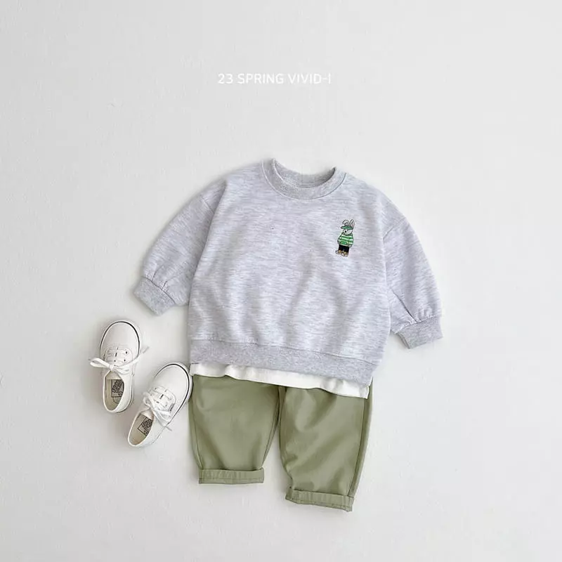 Vivid I - Korean Children Fashion - #minifashionista - Rabbit Embroidery Top Bottom Set - 9