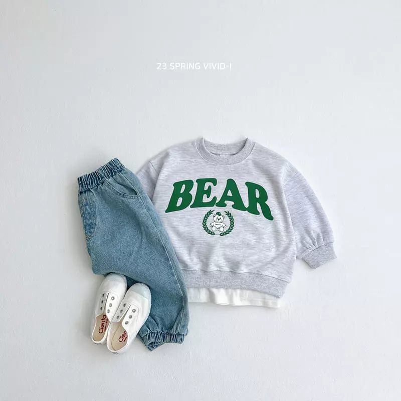 Vivid I - Korean Children Fashion - #minifashionista - Bear Logo Top Bottom Set - 8