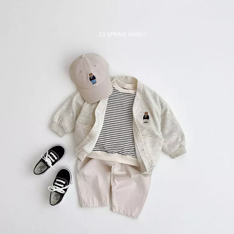 Vivid I - Korean Children Fashion - #minifashionista - Spring Bear Stripes Top Bottom Set - 6