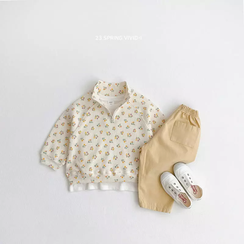 Vivid I - Korean Children Fashion - #magicofchildhood - Spring Waffle Top Bottom Set - 4