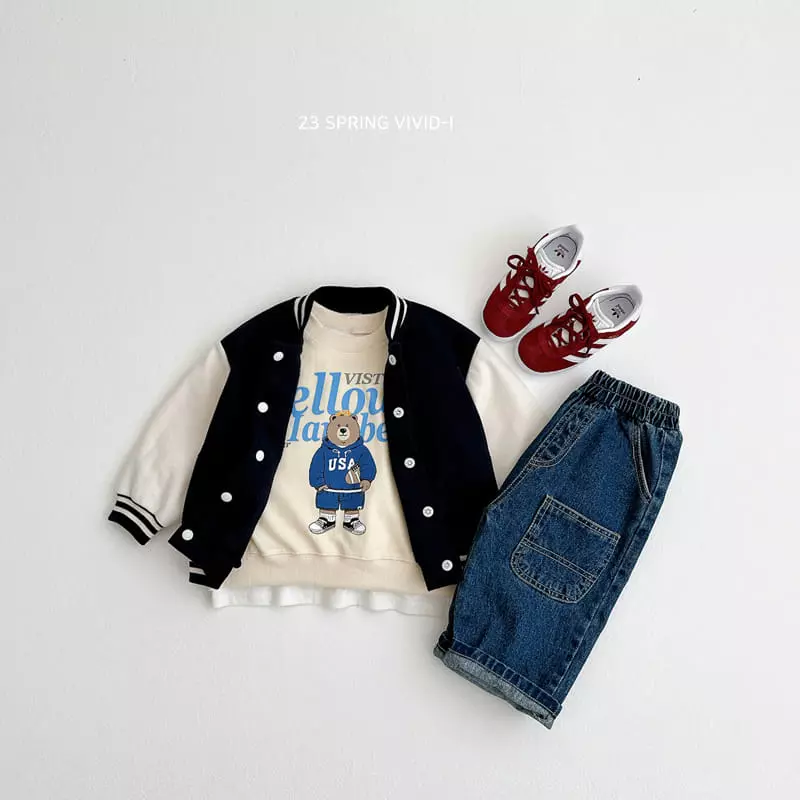 Vivid I - Korean Children Fashion - #minifashionista - USA Bear Top Bottom Set - 7