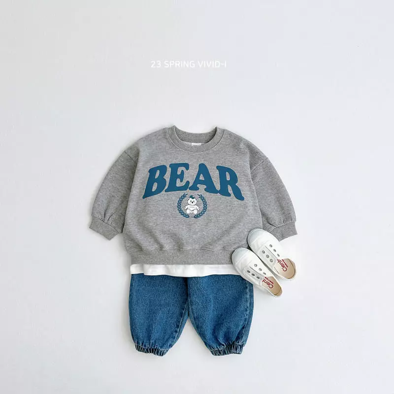 Vivid I - Korean Children Fashion - #prettylittlegirls - Bear Logo Top Bottom Set - 9