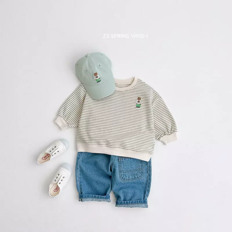 Vivid I - Korean Children Fashion - #prettylittlegirls - Spring Bear Stripes Top Bottom Set - 7