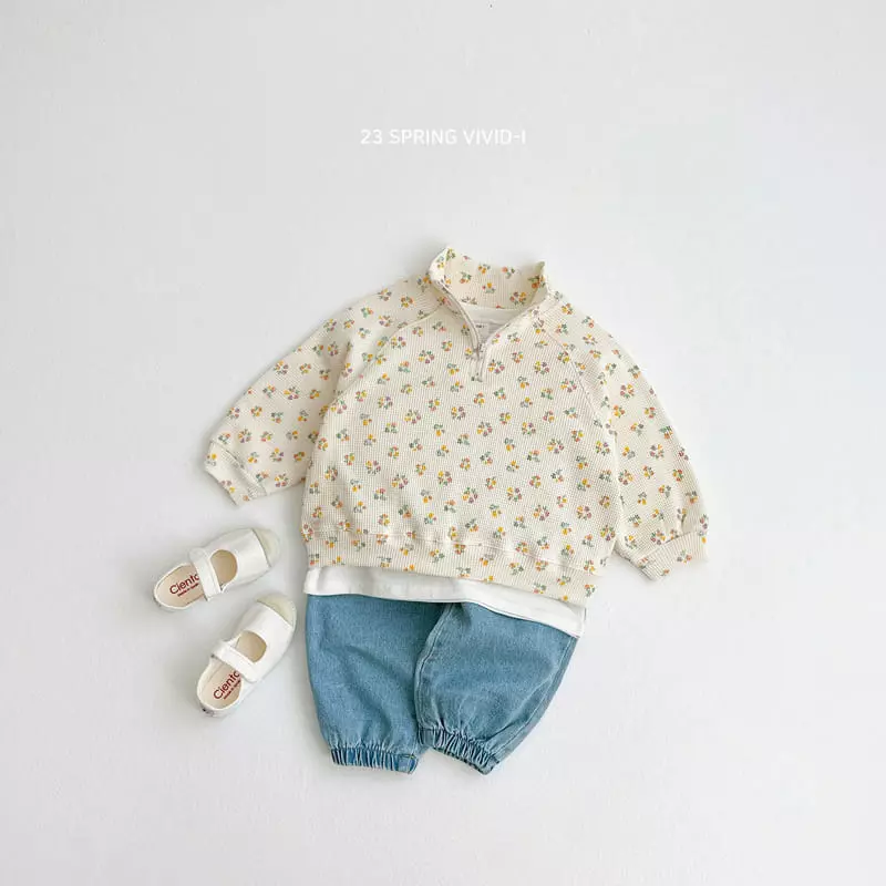 Vivid I - Korean Children Fashion - #prettylittlegirls - Spring Waffle Top Bottom Set - 5