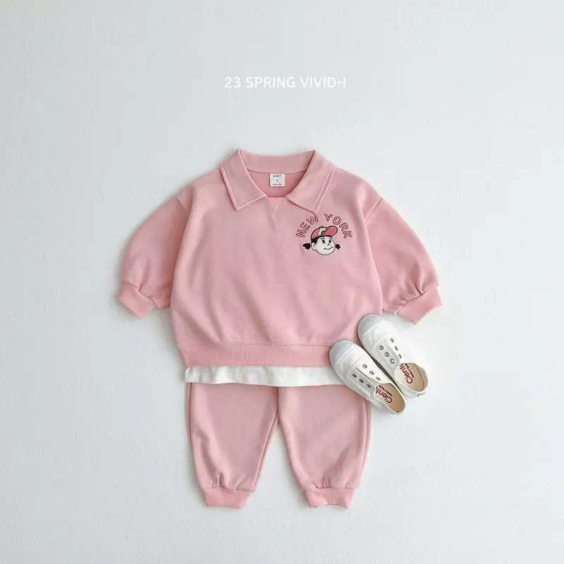 Vivid I - Korean Children Fashion - #prettylittlegirls - Newyork Top Bottom Set - 2