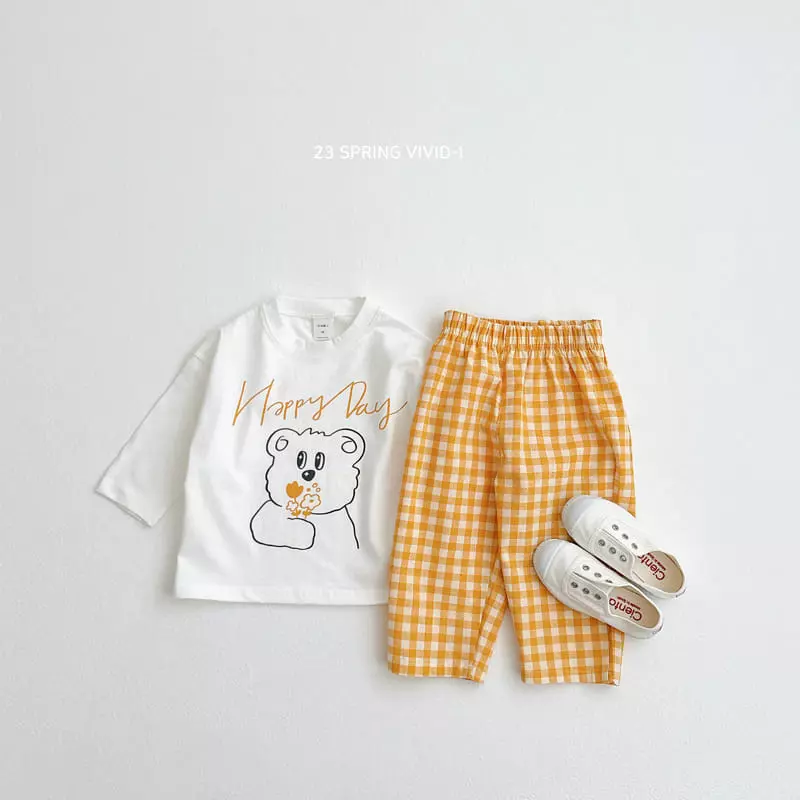 Vivid I - Korean Children Fashion - #prettylittlegirls - Happy Check Top Bottom Set - 5