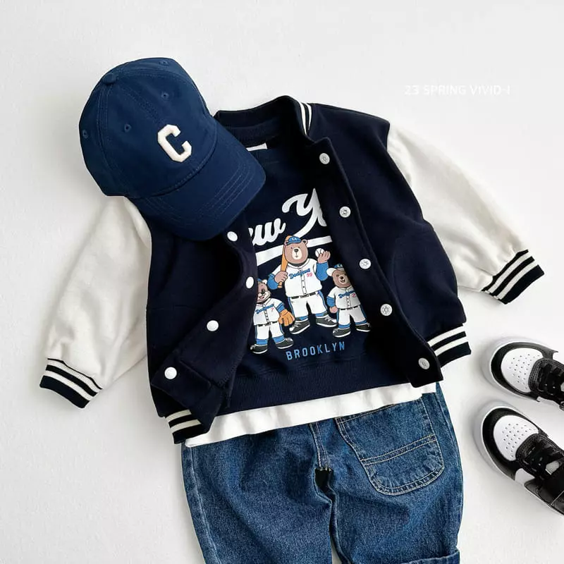 Vivid I - Korean Children Fashion - #stylishchildhood - Baseball Top Bottom Set - 10